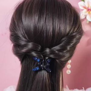 Kẹp Tóc Đuôi Ngựa Cao Hình Chữ V Phụ Kiện Tóc Nữ Kẹp Tóc Đá Rhinestone Phụ Kiện Tóc Cao Cấp Phụ Kiện Tóc