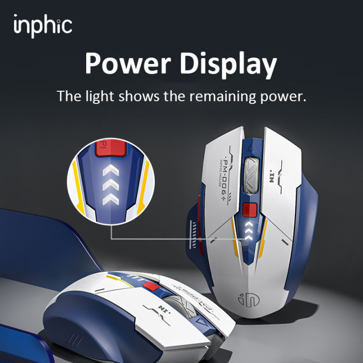 inphic F9 2.4G Wireless Mouse Rechargeable Sci-Fi Mecha Style Noiseless Clicks Mouse 2400dpi Optical Mice for Laptop PC type C fast charge