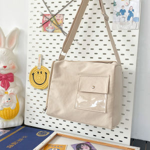 Waffle Large Capacity Bag Female Crossbody Ins Japanese Style All-Matching Minority Simple Transparent Shoulder Bag Student Cartoon Backpack