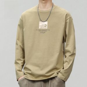 ROMON | Loose Fit Long Sleeve Round Neck Printed T-Shirt For Men Casual Comfortable Cotton Top Modern Style Antibacterial Youth Fashion