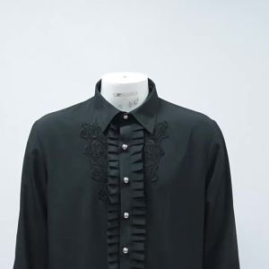 European and American Mens Pleated Shirt Medieval Costume Steampunk Victorian Top Inner Wear