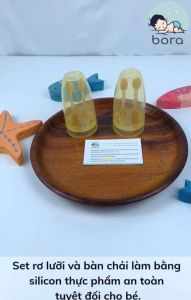 Set rơ lưỡi và bàn chải đánh răng silicon cho bé từ 0 - 18 tháng