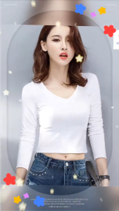 [ Mặc Là Mê ] Áo Thun Croptop Cổ Tim Dài Tay Dáng Ôm Body Vải Co Giãn Màu Trơn Basic Trẻ Trung