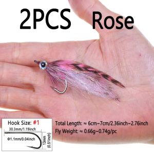 2/4pcs #1 Epoxy 3D Fish Eyes Baitfish Streamer Fly Grizzly Saddle Hackle Minnow Fly Pike Trout Bass Steelhead Sea Fishing Lures