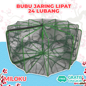 Bubu Perangkap Ikan 24 Lubang: Jebakan Jaring Jala Prangkap Lipat Udang Kepiting Sungai Danau Laut Alat Pancing Fish Trap Net