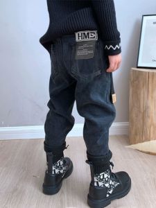 Boys Fleece Lined Skinny Jeans Elastic Casual Spring Autumn Denim Pants for Ages 3-14 Kids Fashionable Trousers