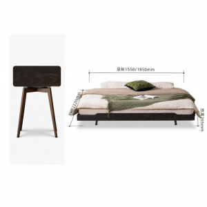 YUANSHI YUANSU | Suspended Bed Headless Black Zen Wood Bed