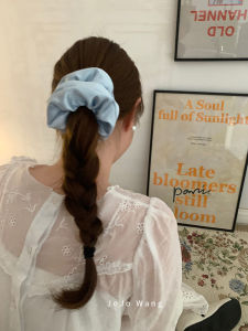 Classy BB Blue ~ Satin Rose Hair Ring Headdress High Elastic Tie-up Hair Hair Ornaments Back Head Updo Hair Rope South Korea