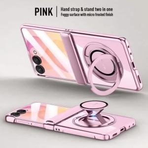 szhaiyu | Premium Transparent Magnetic Snap-back Wristband Phone Case For Samsung Galaxy Z Flip 8 With Glass Screen Hinge Protection Cover