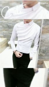 Áo sơ mi áo sơ mi nam dài tay Phiên bản Hàn Quốc của thời trang nam giới thời trang điểm nhấn sóng ngực độc lạ -Mã siêu hot H28