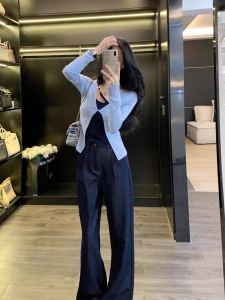 [In Stock] Leathercat Early Autumn Chic Tops Fancy Slim Looking Two-Piece Set Sweater Knitwear Tops