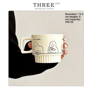 THREE LIFE | Cute Abstract Design Coffee Mug for Office