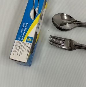 ช้อนส้อมสเตนเลสสตีล0.8mm. ลายก้างปลา ตราสมอ 12คู่