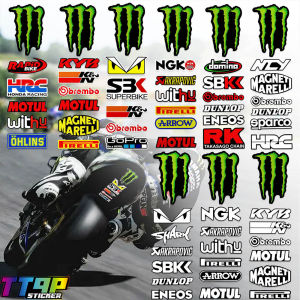 1ชุดสะท้อนแสง Fender ตกแต่งสติกเกอร์ Monster MOTUL OHLINS HRC IRELLI AKRAPOVIC KYB NGK Brembo กันน้ำสำหรับ Yamaha Honda KTM Ducati Suzuki Kawasaki BMW