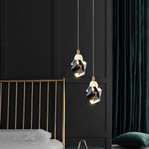 Modern Minimalist Crystal Chandelier Full Copper Luxury Long Line Light Bedroom Headboard Living Room Background Wall Restaurant Bar North Europe