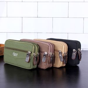 New 6.5 Inch Belt Bag for Men Large Capacity Mobile Phone Bag Canvas Tote Bag for Street Stall Construction Site
