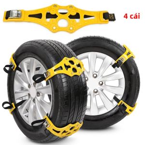 4 Dây Xích Chống Trượt Cho Lốp Xe Ô tô/SUV/xe Tải Dễ Lắp Đặt Tiện Dụng Dùng Trong Trường Hợp Khẩn Cấp Tăng Độ Bám Đường Chống Bùn Dày Dặn