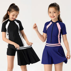 Quick Dry Childrens One Piece Swimsuit for Girls Thermal Spring Bathing Student Sun Protection Swimming Wear Nylon Material