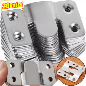 10/20Pairs Stainless Steel Interlock Hanging Buckle / Flush Mount Interlock Bracket / Wall Mount Picture Frame Furniture Connectors