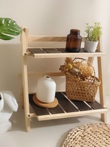 Foldable Solid Wood Ins Style Desktop Storage Rack Ultra Dense Model Window Seat Space Organizer Shelf Home Decor Display Shelf
