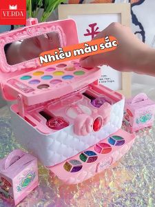 Đồ chơi trang điểm cho bé gái VERDA bộ vali hồng makeup trẻ em hộp make up con gái an toàn cao cấp