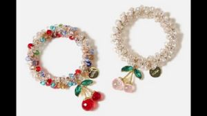 Cherry Metal Rhinestone Adjustable Hair Band and Bangle Fashionable for Girls and Ladies