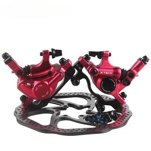 Hydraulic Disc Brake Caliper for Mountain Road Bike Cable Operated Front And Rear Wheels Black Red Bicycle Brakes with Accessori
