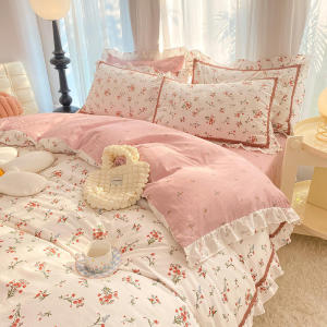 Korean Style Fresh Pure Cotton Bedding Set 4 Pieces