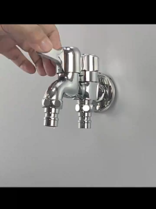 【Fast Delivery】Stainless Steel Two Way Faucet Washing Machine Faucet Wall Mounted Faucet 1 in 2 Out Head Washing Machine Faucet Two Way Double Head Dual Purpose Mop Sink Washing Machine Universal Faucet