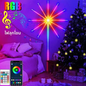 ไฟ LED แถบ RGBIC แบบใหม่ รุ่นดอกไม้ไฟ ควบคุมผ่านบลูทูธและแอปพลิเคชัน 5V ไฟนีออนตกแต่งสำหรับงานปาร์ตี้คริสต์มาส ห้องนอน พร้อมเสียงเพลง