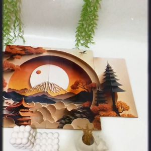 HIASAN DINDING 4 IN 1 SET JAPANISE TOWN PAPPERART JEJEPANGAN WALLDECOR NUANSA ABSTRAK PAINTING LUKISAN ALAM HIASAN DAN PAJANGAN RUMAH KAYU AESTHETIC KEKINIAN