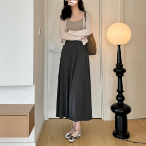 High Waist A-Line Long Skirt Modal Womens Spring Summer New Style Slimming Drapey Cover Hip Rice Noodle Skirt Korean Style