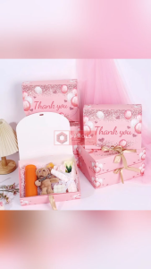 5pcs Thank You Gift Boxes - Wedding Valentines Day Favor Packaging Boxes with Ribbon Bow 5set