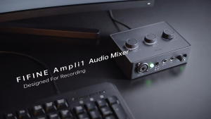 FIFINE Ampli 1 SC1 PC Audio Mixer for Recording Music USB Interface for Streaming and Podcasting with XLR Monitor 48V Phantom Power Gain Knob for Instrument Guitar/Video Content Creation/Vocal