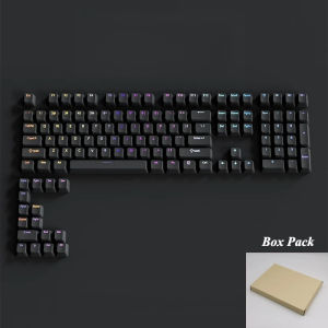 133+ Keys Black Custom Double Shot Shine Through Keycaps RGB Backlit PBT Keycaps Cherry Profile for MX Switches Gaming Keyboard
