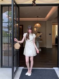 Traditional Chinese Collar Puff Sleeves Dress