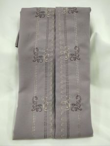 Miyake fabric (Mauve) pre cut with embroidery 1.5 yards short sleeve.