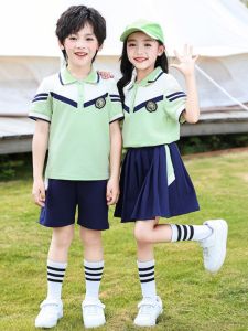 Pure Cotton Short Sleeve School Uniform Set Kindergarten Graduation Photo Class Uniform Primary School Student Outfit