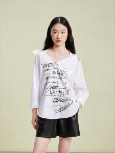 Vero Moda | Áo Blouse Dễ Thương In Chữ Thoáng Mát Cho Văn Phòng Mùa Hè