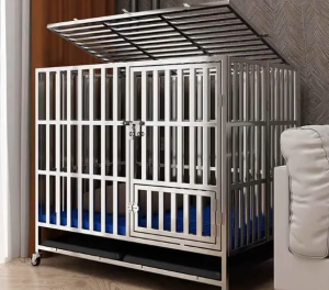 MEISITEKEKE | Foldable 304 Stainless Steel Pet Cage with Toilet