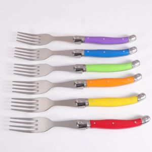 Bộ dao thìa dĩa Laguiole inox 304 Jean Dubost Pháp cán nhựa màu hồng pastel