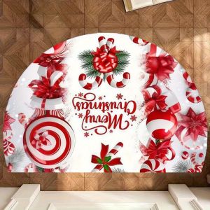 VIKAMA Half Circle Christmas Doormat Merry Christmas Non Slip Entryway Rug Festive Holiday Decorative Mat for Porch Foyer Decor