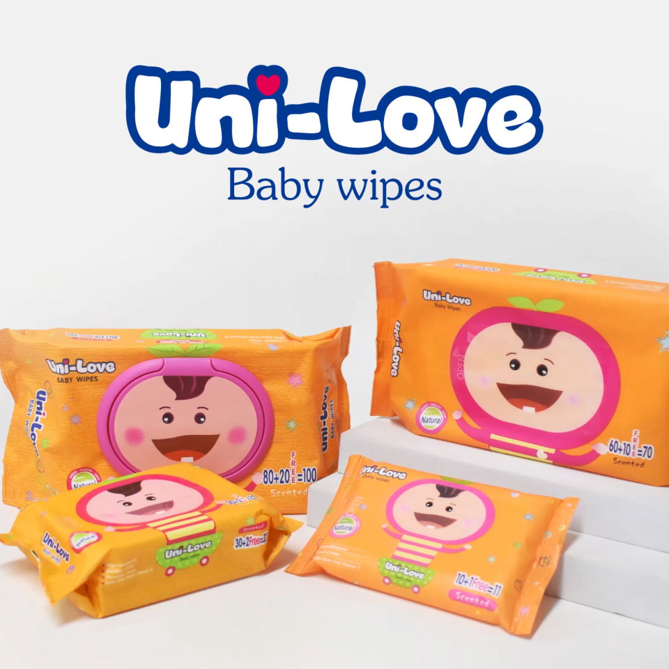 UniLove Powder Scent Baby Wipes 100s Pack of 3 - 99% Water| Hypoallergenic | Alcohol Free | No harmful chemicals | with Aloe Vera | Safe & Gentle | FDA Approved