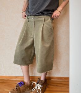 Large Size Mens Workwear Shorts Five-Point Washed Vintage Summer Casual Straight Leg Pants mid Waist Zipper Fly Youth Trend