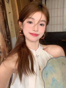 My round Face Wooden Beaded Earrings Ethnic Style Womens Fashion Jewelry  Outburst Geometric Pattern Clip-On Earrings