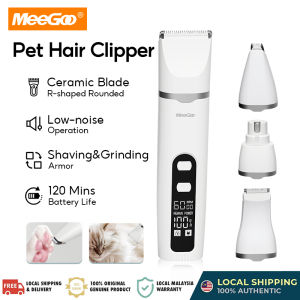 MeeGoo 4-in-1 Cordless Pet Clipper Grooming Kit Ceramic Blade R-shaped Rounded Low-noise Rechargeable Cat and Dog Hair Trimmer