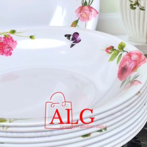 PROMO 12PCS PIRING MAKAN MELAMINE TEBAL OTIF KEMBANG TERBARU