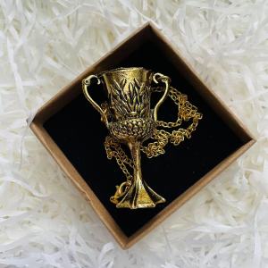 Dark Lord Golden Cup Badger Logo Pendant Necklace Vintage Gift Box 2Pcs Set Golbet Neckwear Halloween Cosplay Gift