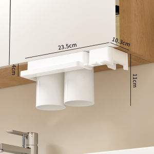Drill-free Hanging Bathroom Organizer Wall Mount Toothbrush Cup And Paste Holder