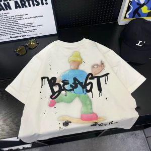 Cotton Round Neck Cartoon Printed Boys Summer Stylish Tee